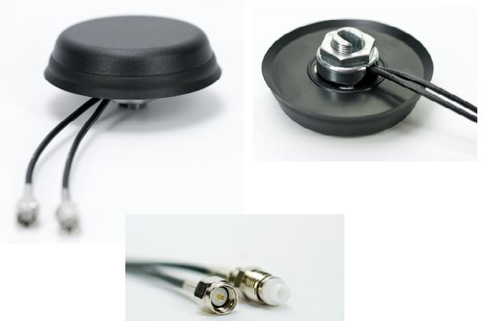 Verschraubbare Puckantenne mit 2 Kabeln 2G/3G/GPS/Glonass/Galileo E1/Bluetooth/WiFi 2,4/