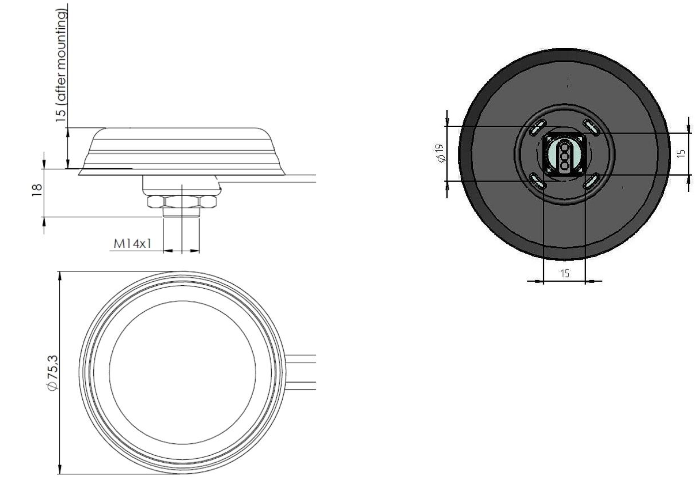 Screwable Flat Antenna with 1 Cable 2G/3G/Bluetooth/WiFi 2,4/ISM/